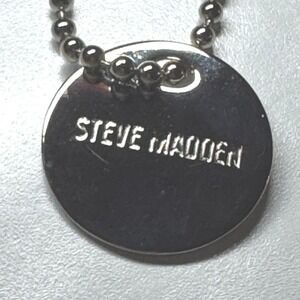 Steve Madden Silver Tone Round Medallion Ball Chain‎ Necklace